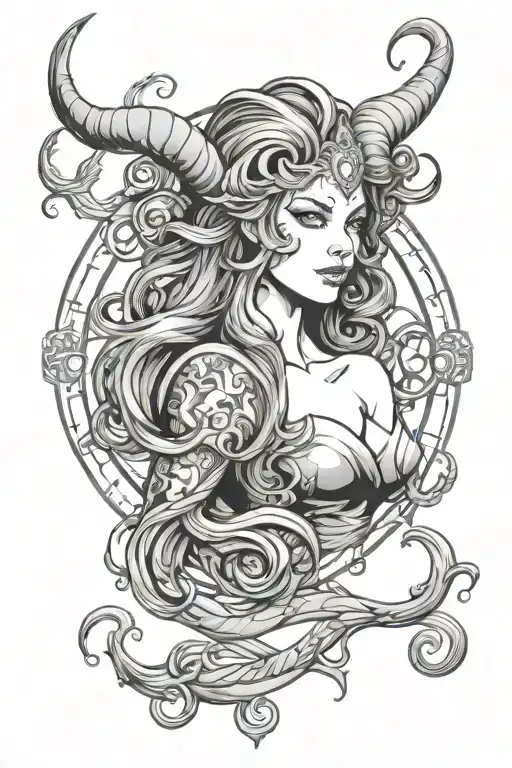 Feminine Evil Zodiac Signs Horned Aquarius Zodiac Sign