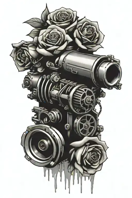 Roses Guns Car Engine
