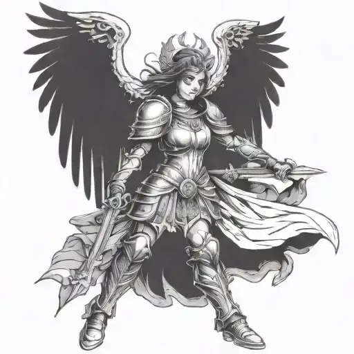 Female Guardian Angel In Armor