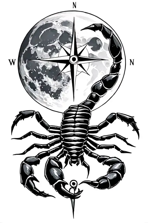 Scorpion And A Compass Under A Full Moon