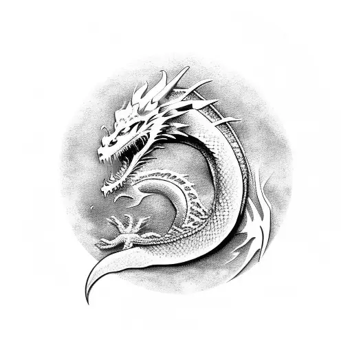 Circle Dragon Silhouette