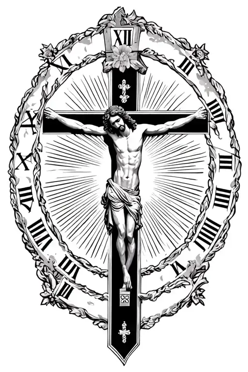 Make It Have Three Crosses At The Bottom And Then The Roman Numerals Above And Jesus On Top