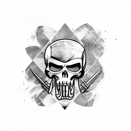 Full Bamboo Shoots With Abstract Punisher Skull