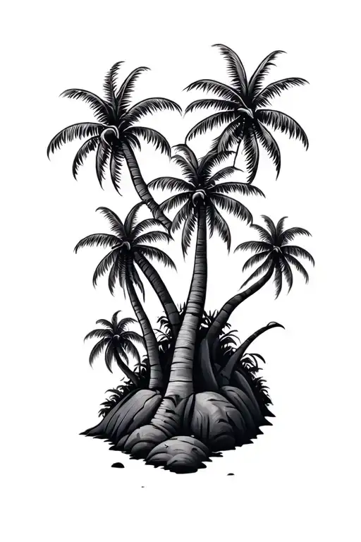 Multiple Palm Tree Growing