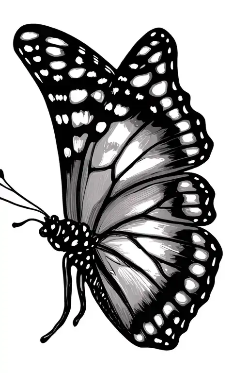 April Butterfly Line Drawing