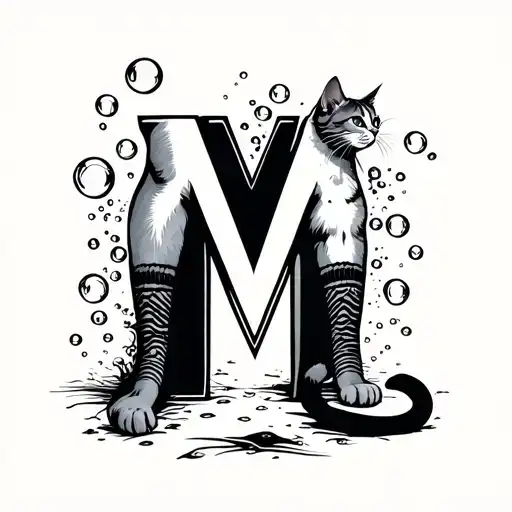 Letters M A And Cat Legs Bubbles Above