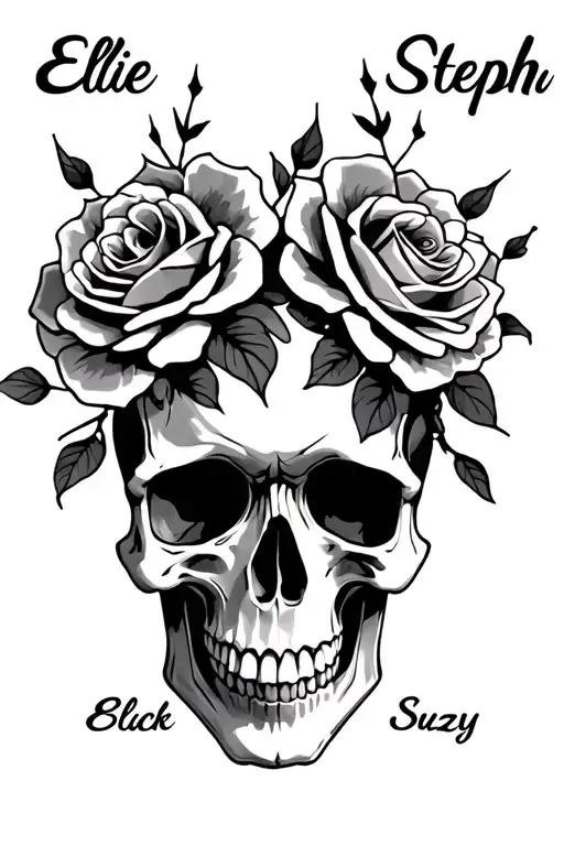 Generate A Skull Based Tattoo With The Names Ellie Steph Suzy