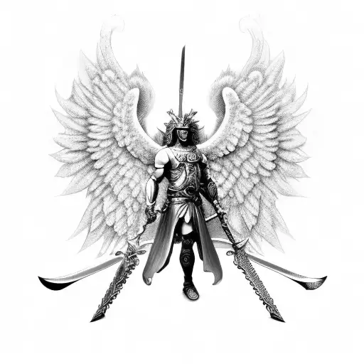 Godly Guardian Angel With Sword Wearing Singlets