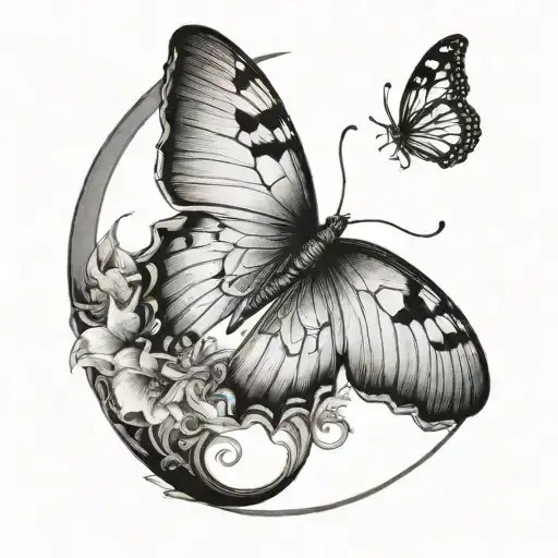 A Crescent Moon With A Butterfly Bottom It