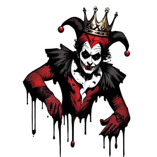 Full Body Jester With Bloody Crown By Feet