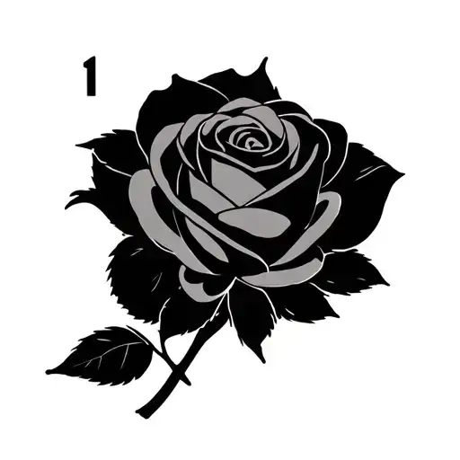 Minimalist Rose With Type 1 Written In The Stem