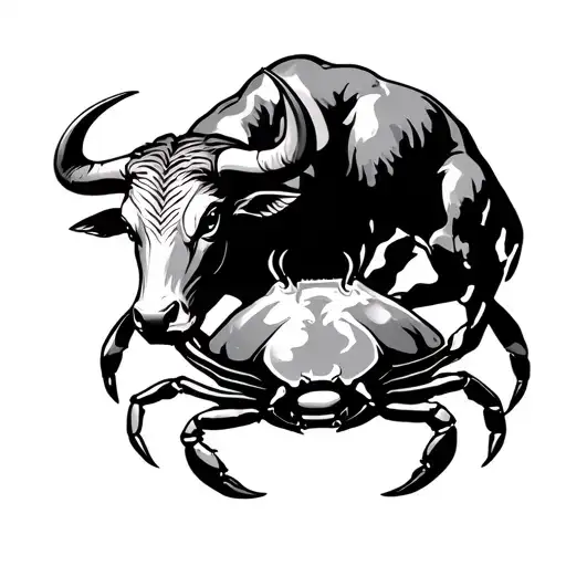 Taurus Bull Two Cancer Crabs And Aquarius Zodiac Sign
