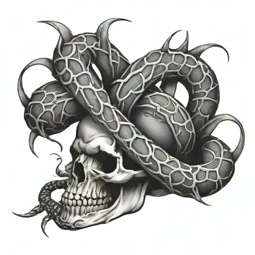 Snake Skull Thorns Cross