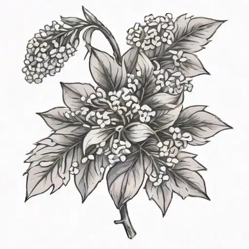 Combine A Sports Symbol With A Lilac Plant In A Black-grey Style