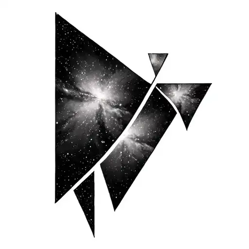 Three Triangles Interlocking Vertically With The Overlapping Areas Having Galaxy In Them