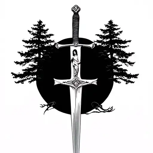 Sword With Trees And Jesus