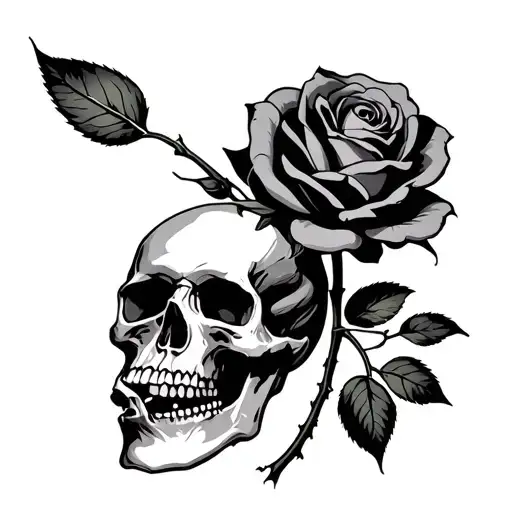 A Rose Filled It With Skulls Facing Each Other
