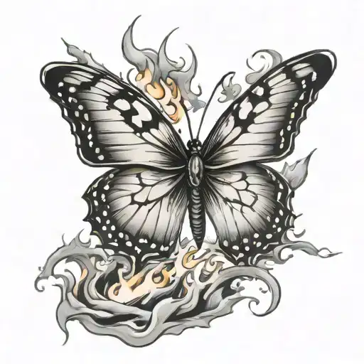 Butterfly Landing On Fire Flames