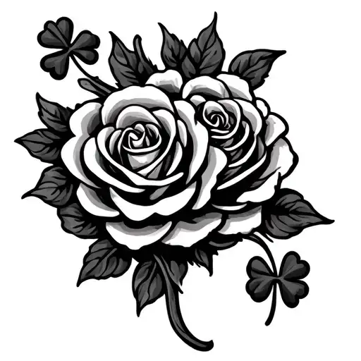 Intertwined Celtic Roses And Clovers