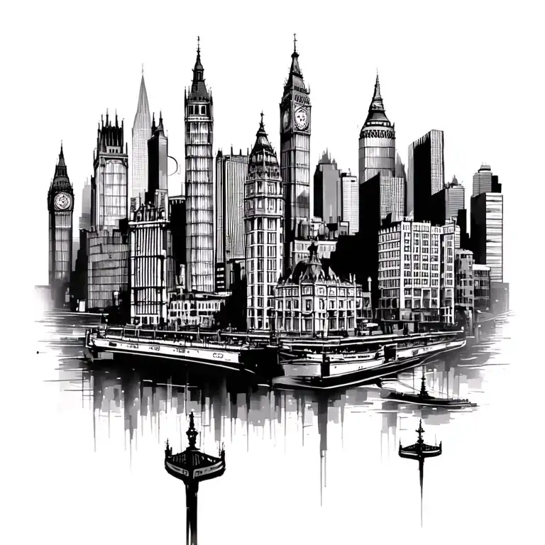 London Skyline Buildings In A Line