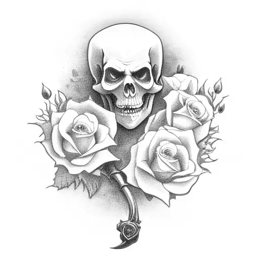 Grim Reaper Black Cloak Scythe With Floral Accents Roses