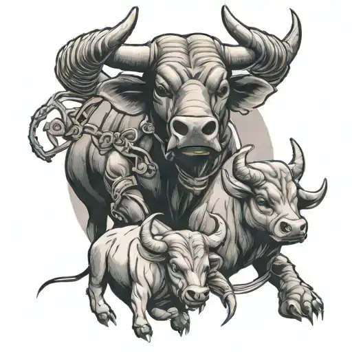 Mom Bull With A Baby Bull A Scorpion And An Archer