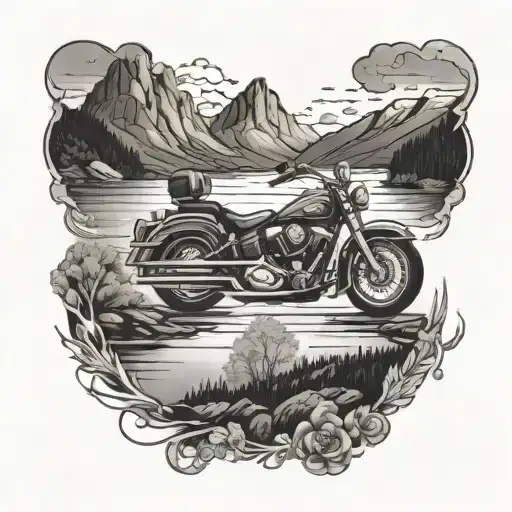 Norwegian Fjord Landscape With A Subtle Nod To Harley Davidson Motorcycles In The Background