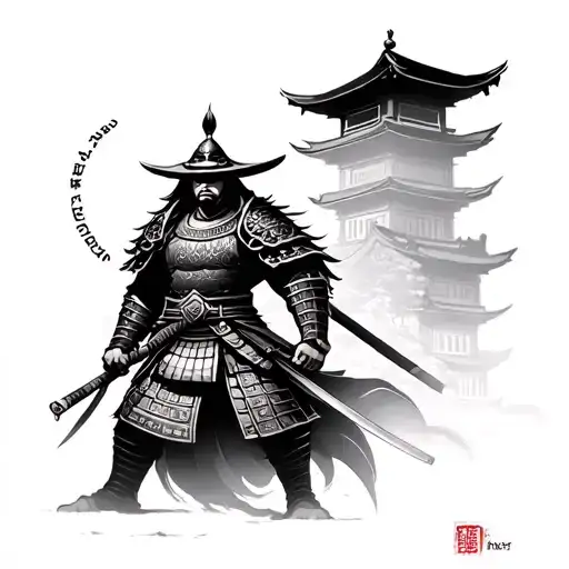 Japanese Temple With Large Samurai Warrior