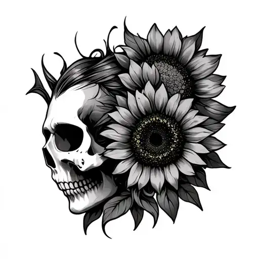 Skull Elf Ears And Sunflower