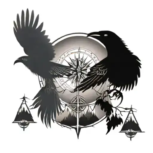 2 Ravens Compass Tree Mountains