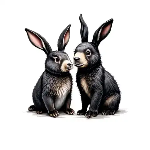Bear And Bunny Partner Matching Tattoo Design