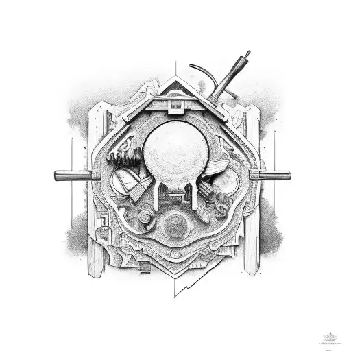 An Intricate Outdoor Scene With A Carpenter's Tools Hidden Within