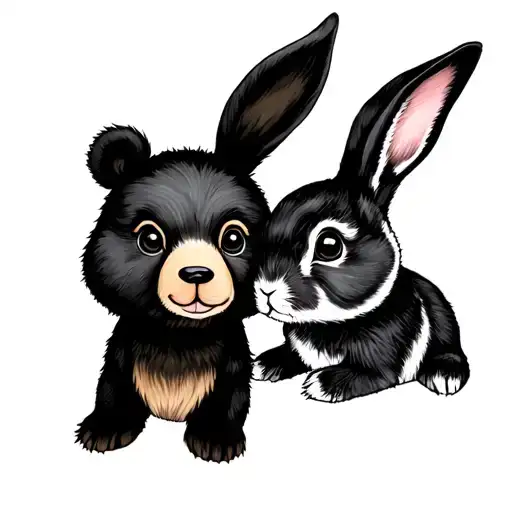 Bear And Bunny Partner Matching Tattoo Design