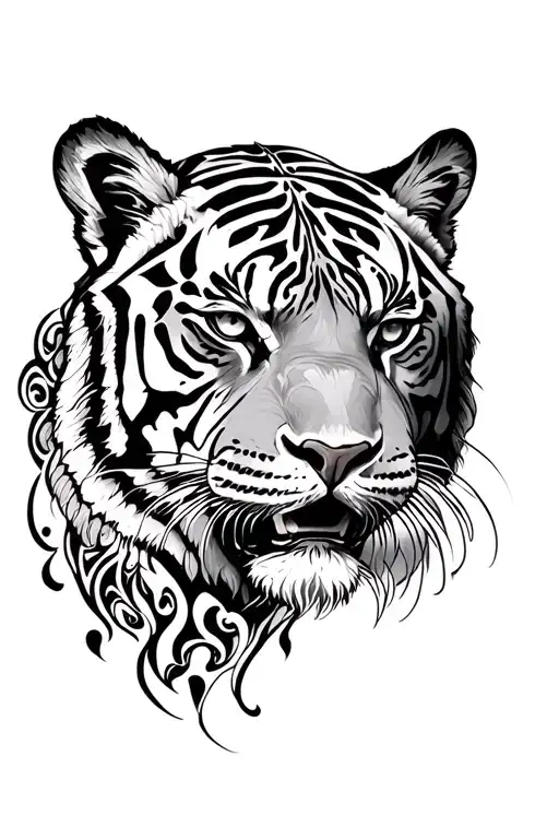 Tiger And Mandala Above Head Surrounded