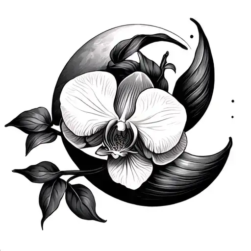 Cattaleya Orchid Flower Wrapped Together By The Moon