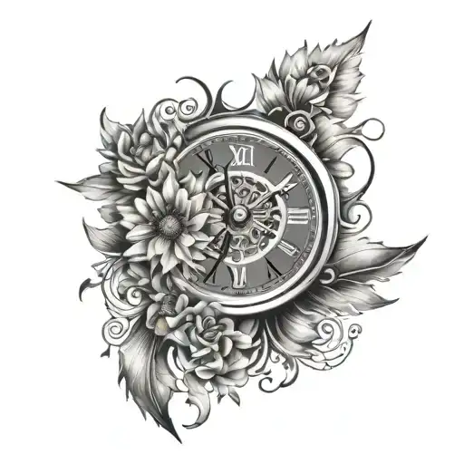 Clock And Compas With Asters