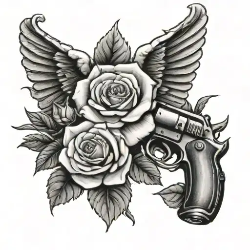 Black Cherub Money Roses Gun