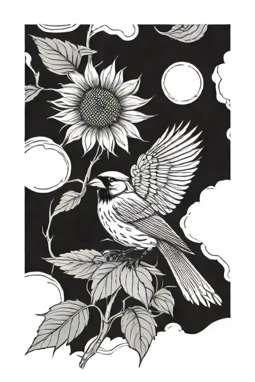 Sunflower Cardinal Bird
