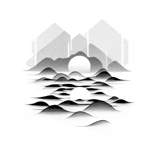 Minimalist Waves And Sunset