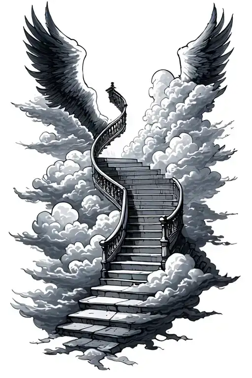 Staircase To Heaven In The Clouds Floating
