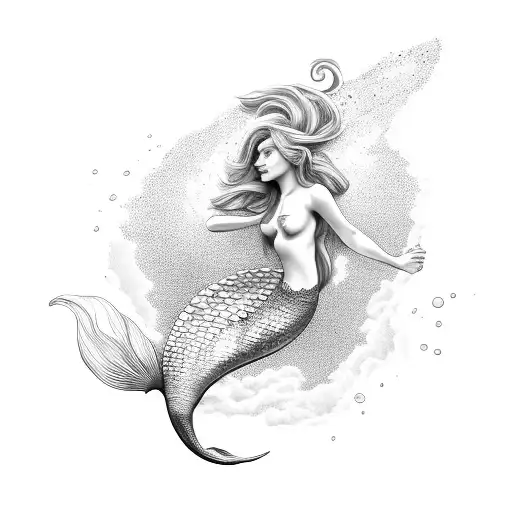 Realistic Mermaid In Motion