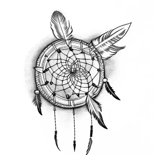Dream Catcher With An Arrow And Feathers