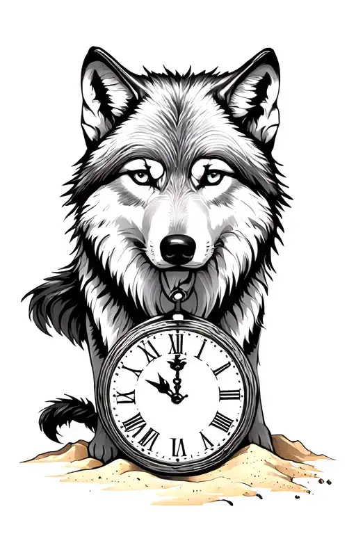 Wolf And Sand Clock