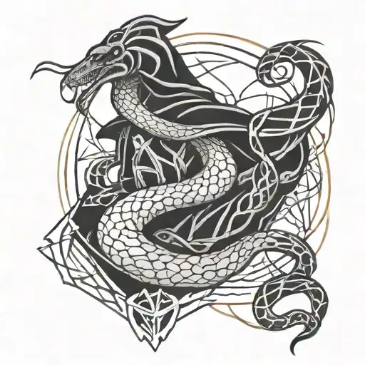 Geometric Tattoo Of Dark Wizard Snake Death Rubic