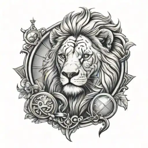 Lion Head And Justice Scales