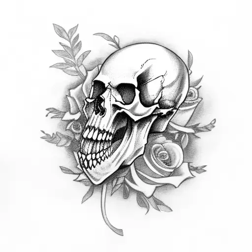 Skull Eating A Flower