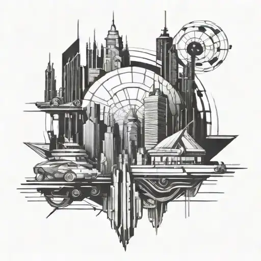 Create A Futuristic Cyberpunk Cityscape With Hidden Security Symbols