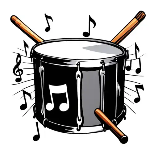 Drum Stick With Music Notes