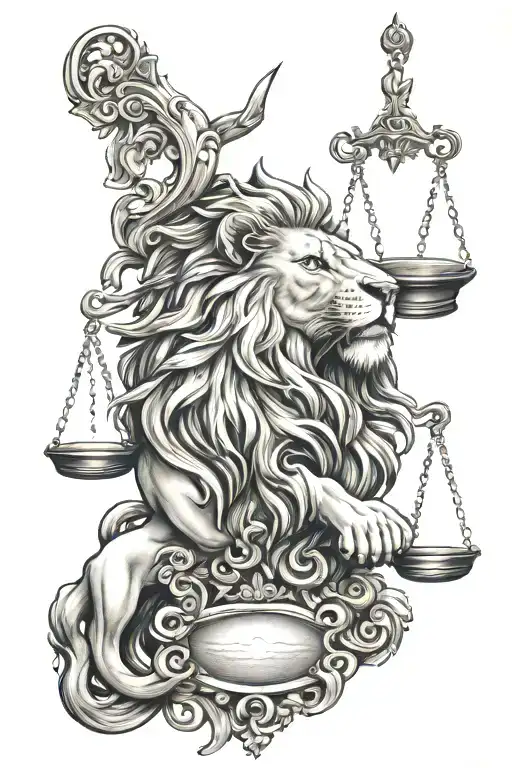 Lion Head Justice Scales