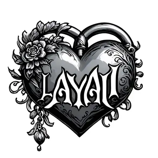 The Word Layali In A Heart Shaped Lock